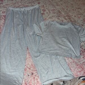 Princess Polly Lounge Light Gray Top and Pants Set